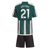 Camisa de Futebol Manchester United Antony #21 Equipamento Secundário Infantil 2023-24 Manga Curta (+ Calças curtas)
